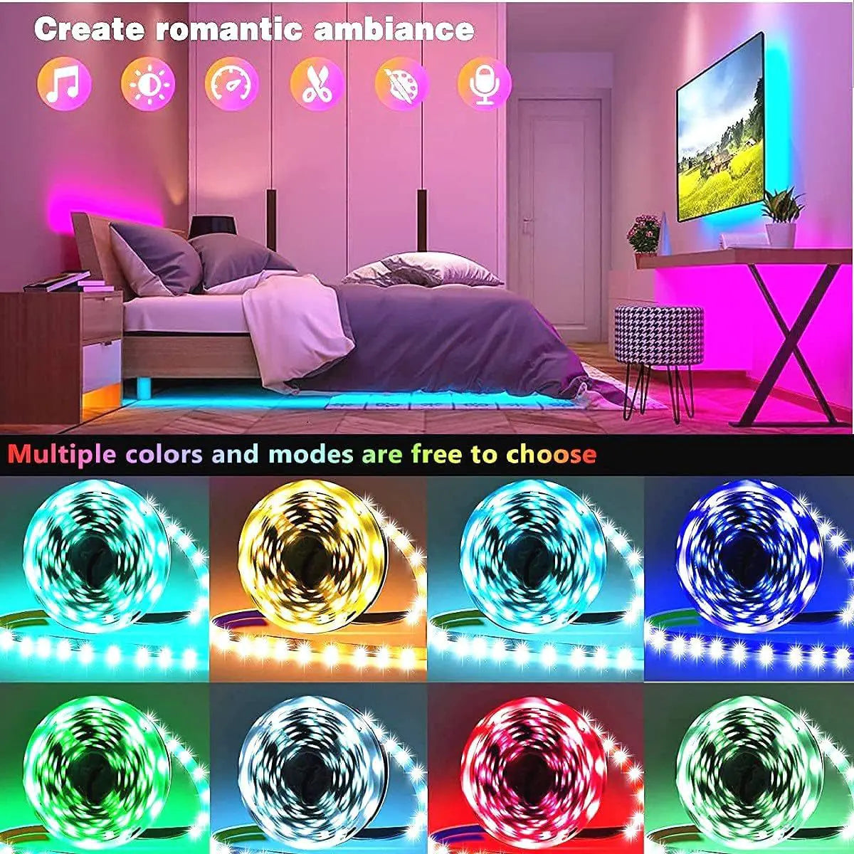 Bluetooth RGB LED Strip Light 12V 30m/40m with App