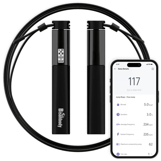 Bisonbody Smart Jump Rope Fitness Skipping Rope with App – 2 Function Modes – Classic 3m Rope & Ropeless Shortballs – Bluetooth Skipping Rope with Fitdays+ App for Seamless Progress Tracking