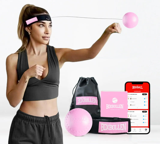 Boxbollen Pink with App Used by Celebrities - MMA Gear Boxing Ball - Boxing Reflex Ball with Adjustable Strap - Interactive Boxball App Integration - Stocking Stuffer Ideas - 1 Pack